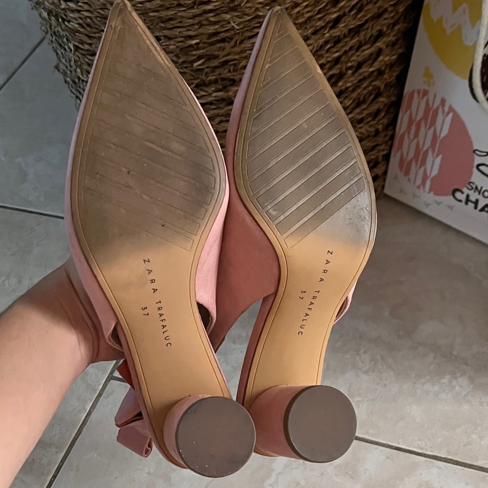 Zara Blush Pink Pointed Slingback Heels - Picture 3 of 4